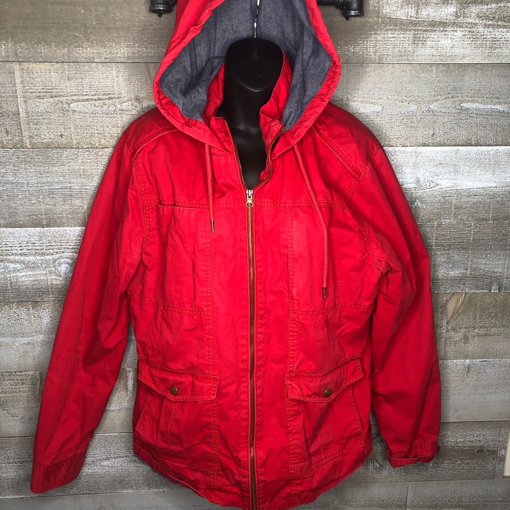 Forever 21 red cargo spring hooded jacket